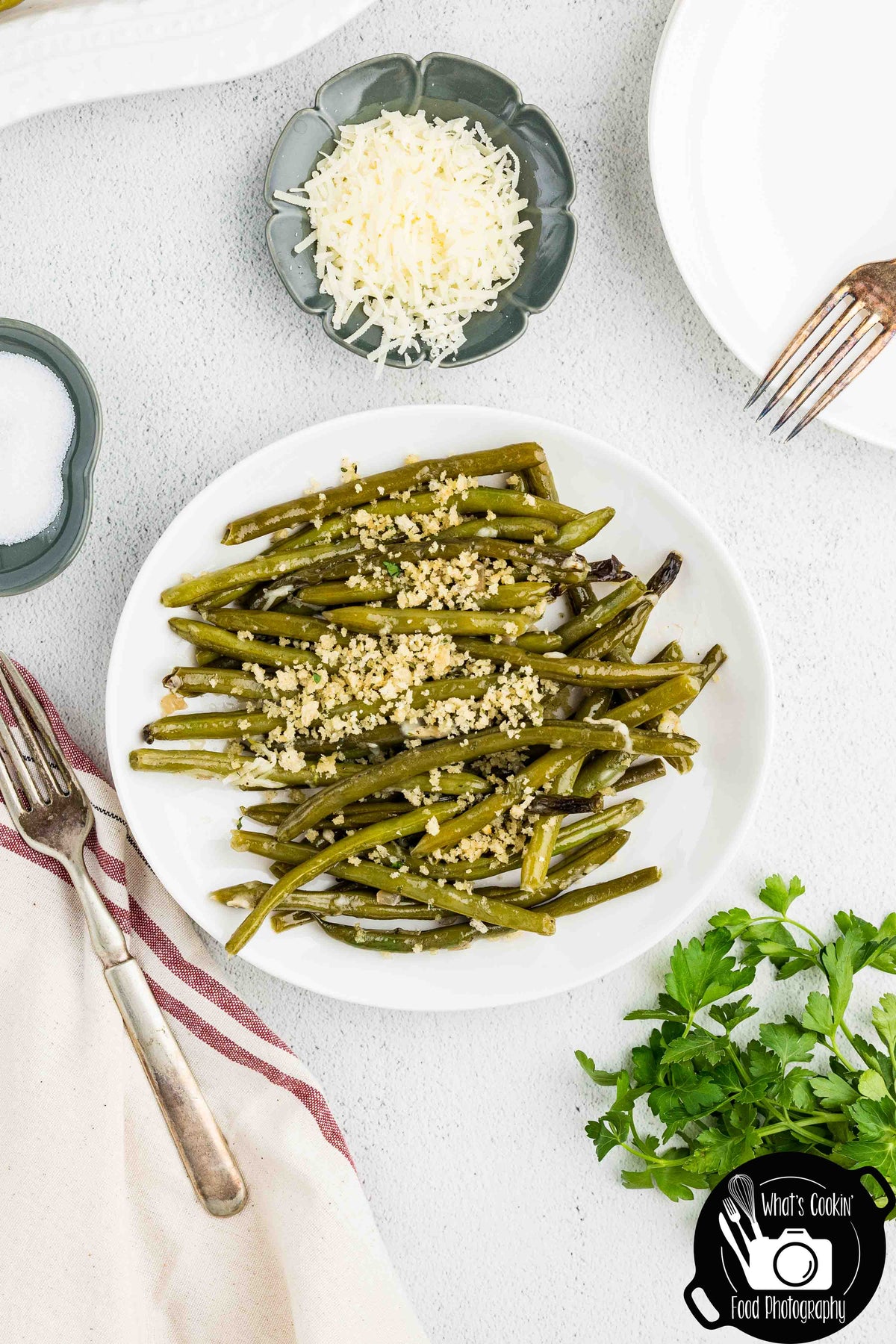 Crockpot Parmesan Green Beans with Shallot Butter Crumb