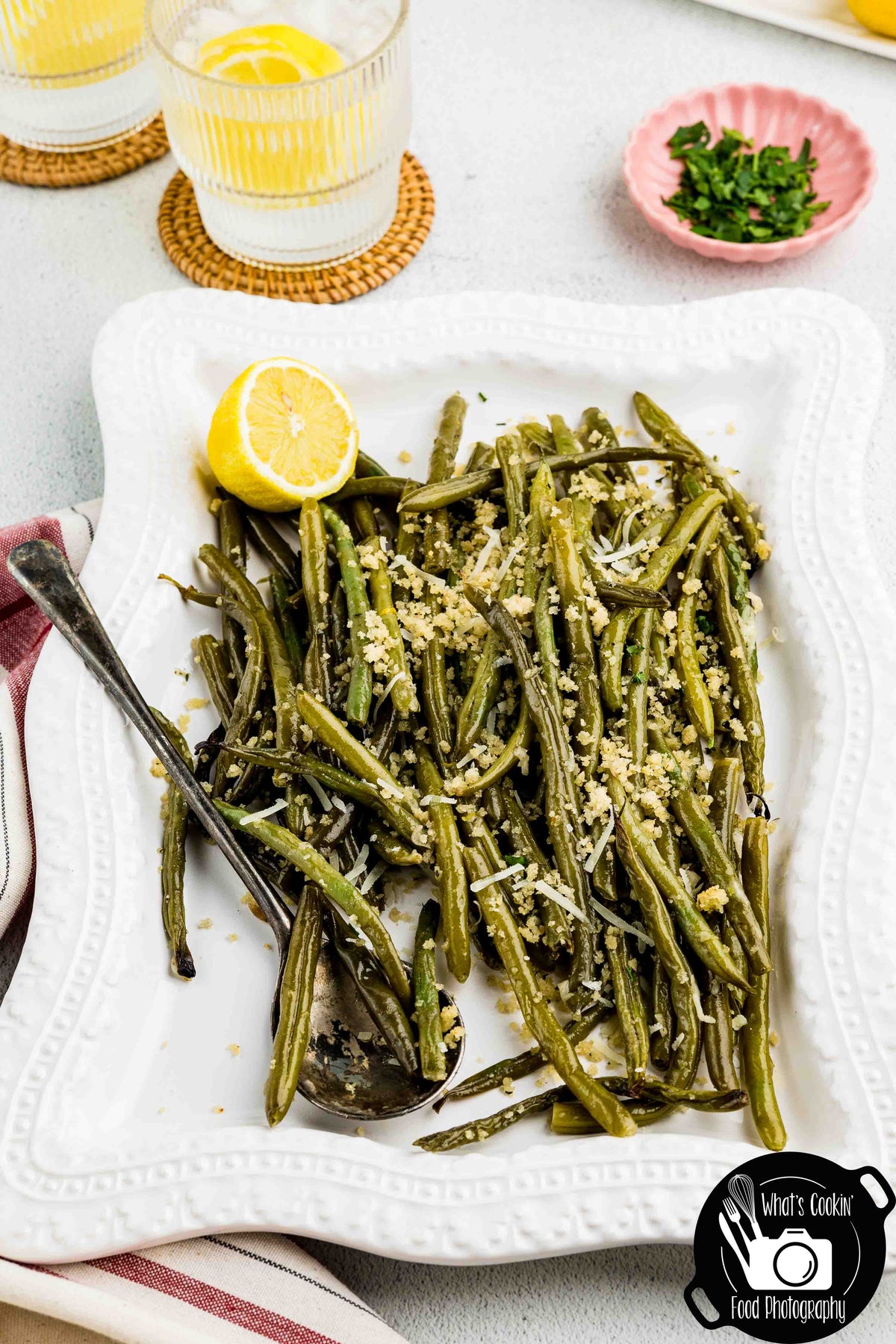Crockpot Parmesan Green Beans with Shallot Butter Crumb