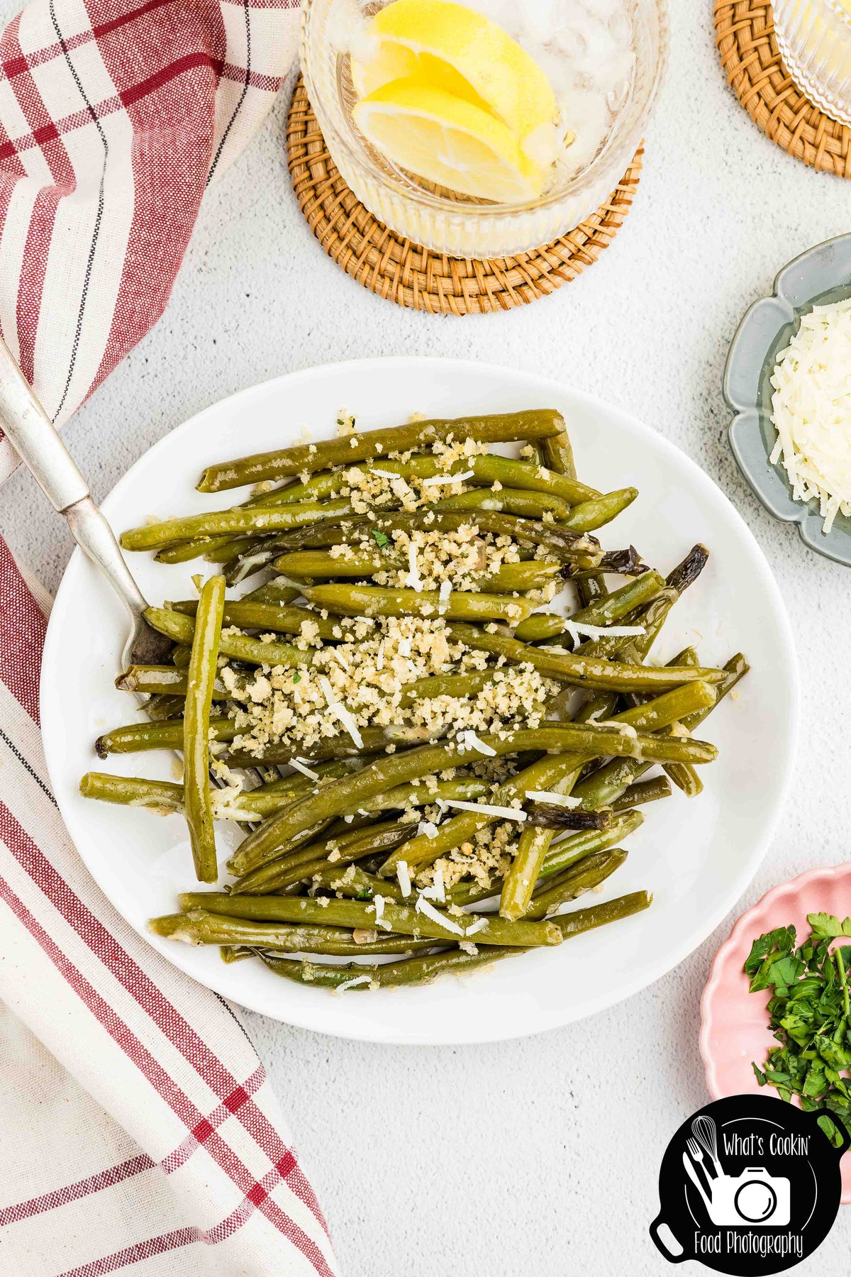 Crockpot Parmesan Green Beans with Shallot Butter Crumb